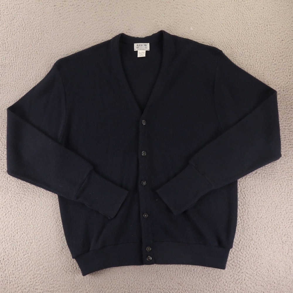 VTG Arrow Sweater Mens XL Blue Acrylic Cardigan made in USA